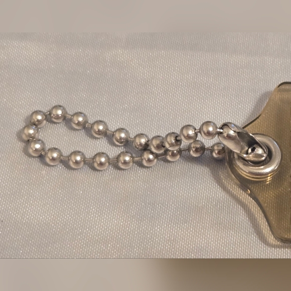 Coach Clear Smoke Gray Plastic Hang Tag Silvertone Bag Charm 3" Long - Picture 2 of 8